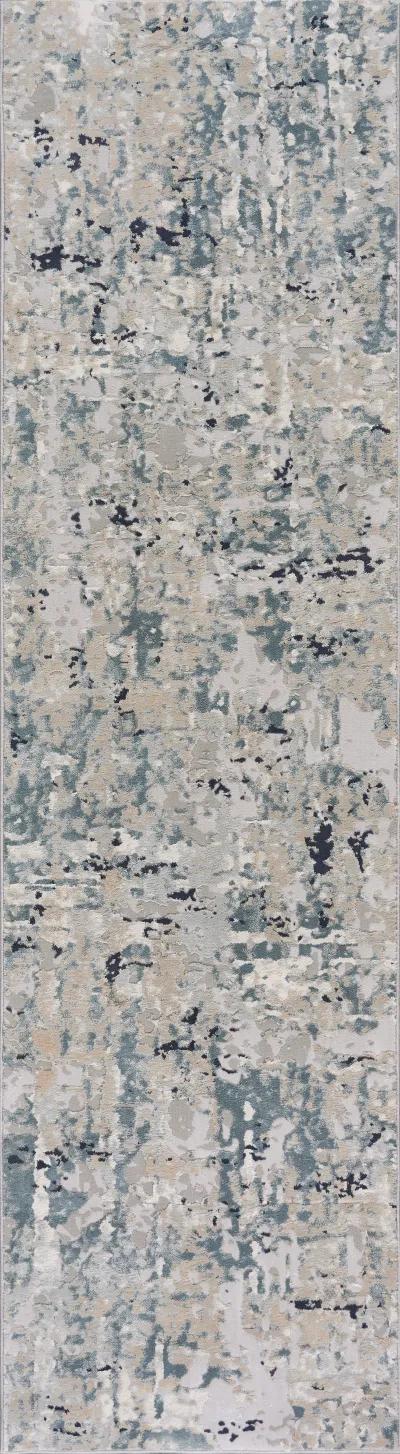 Imagica Neutral Distressed Abstract Contemporary Runner Rug 2'2" x 7'7"