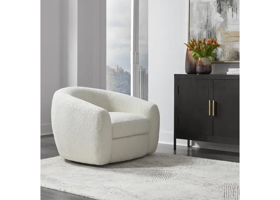 Capra  Art Deco White Swivel Chair