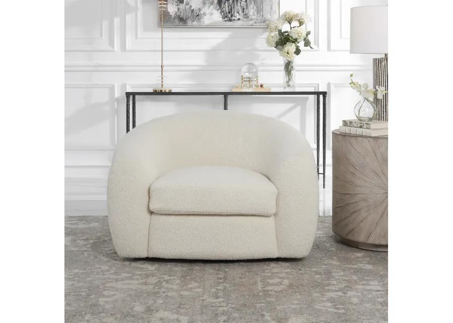 Capra  Art Deco White Swivel Chair