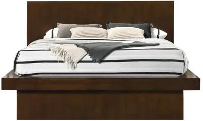 Jessica California King Platform Bed with Rail Seating Cappuccino