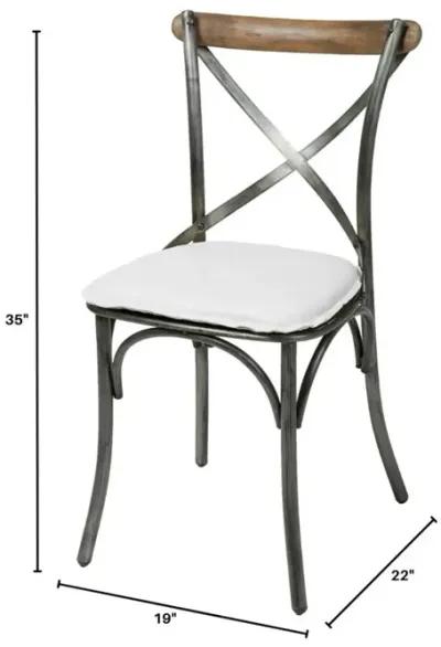 Metal Crossback Chair with White Seat Cushion