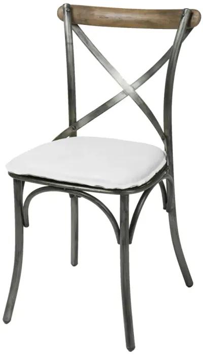 Metal Crossback Chair with White Seat Cushion