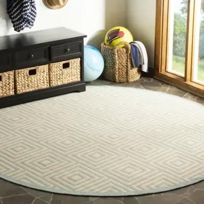 LINDEN 173 Collection LND173L-6R Cream / Aqua 6'-7" X 6'-7" Round