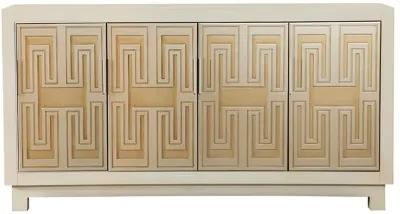 Voula Rectangular 4-door Accent Cabinet White and Gold