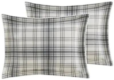 Woolrich Bernston Gray Plaid Faux Wool to Faux Fur Down Alternative Comforter Set