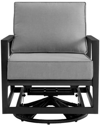 Grand Black Aluminum Outdoor Swivel Glider Chair with Dark Gray Cushions