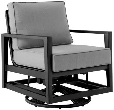 Grand Black Aluminum Outdoor Swivel Glider Chair with Dark Gray Cushions