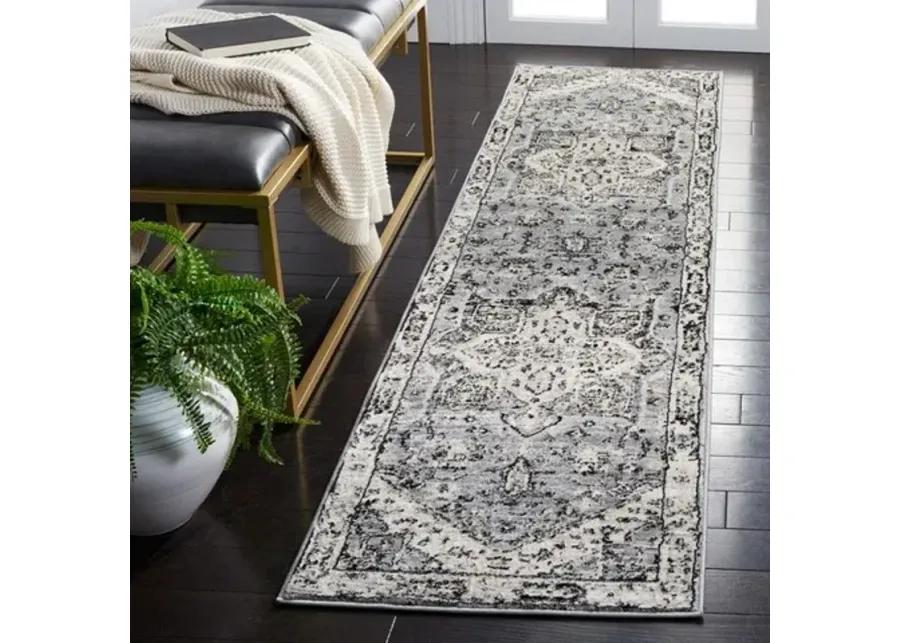 Brentwood 852 Grey / Black 2' X 8' Runner Powerloomed Rug