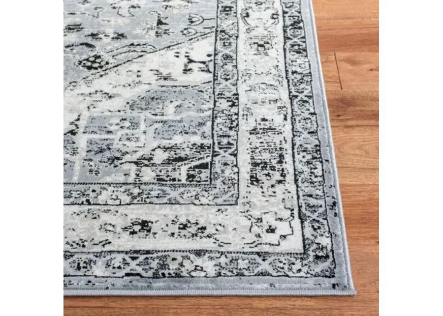 Brentwood 852 Grey / Black 2' X 8' Runner Powerloomed Rug