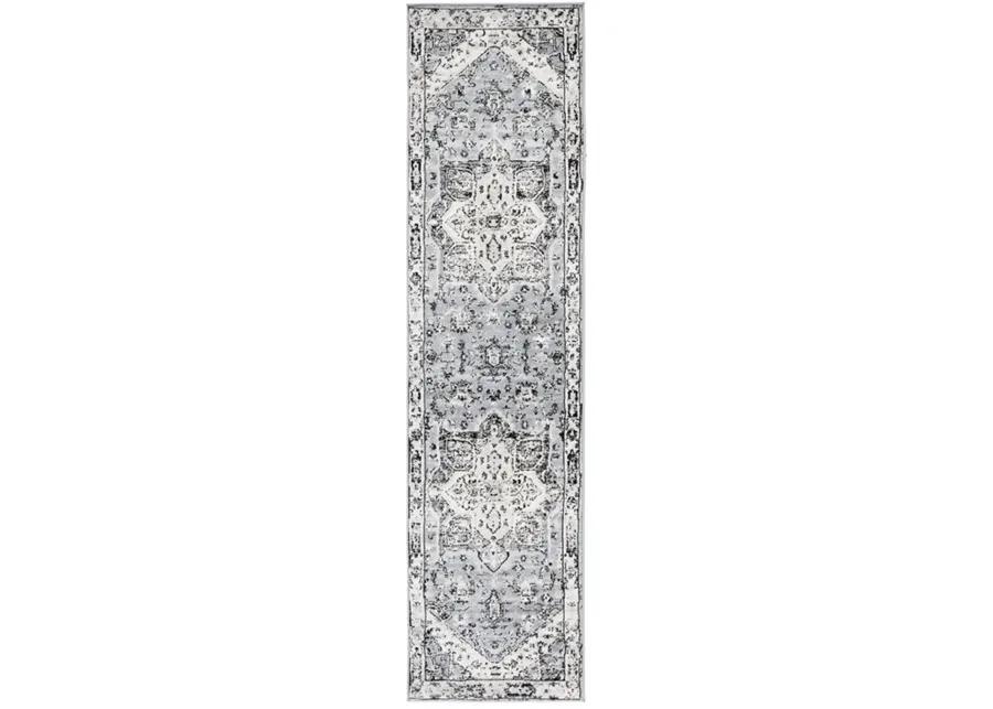 Brentwood 852 Grey / Black 2' X 8' Runner Powerloomed Rug