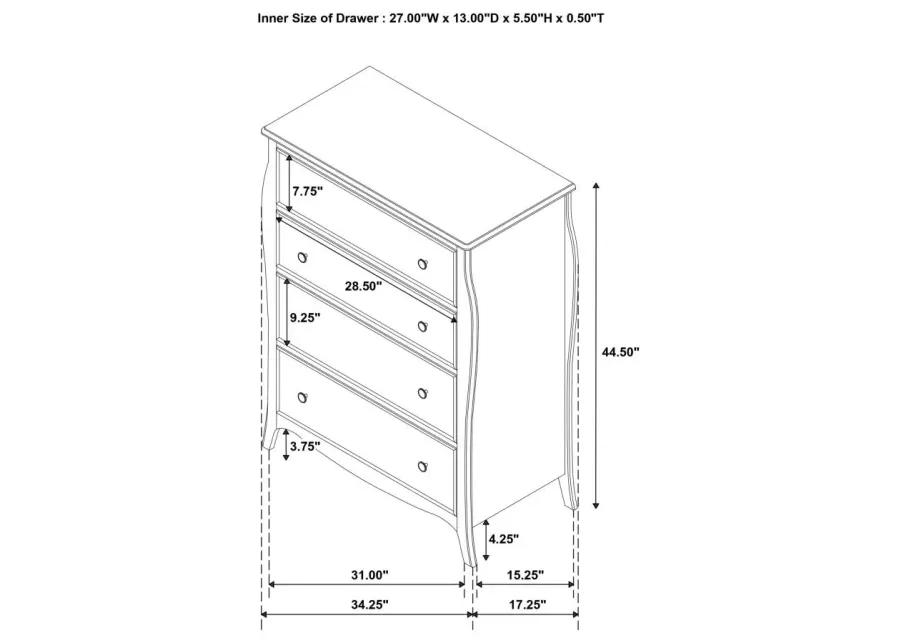 Dominique 4-drawer Chest Cream White