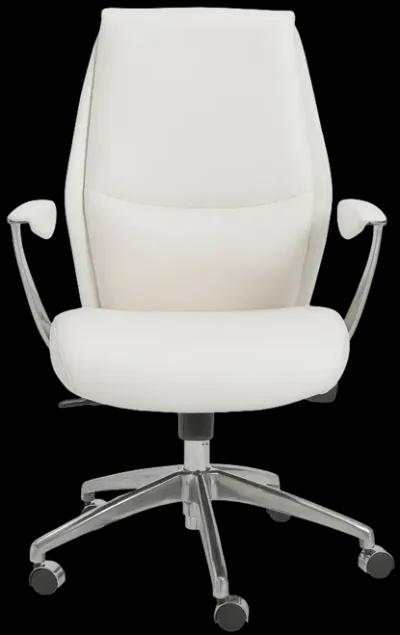 Crosby Low Back Office Chair in White with Polished Aluminum Base