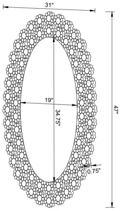 Colleen Oval Wall Mirror with Faux Crystal Blossoms
