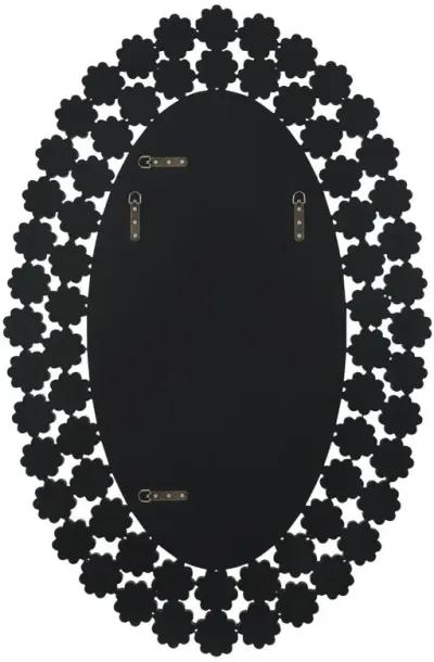 Colleen Oval Wall Mirror with Faux Crystal Blossoms