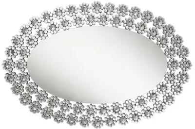 Colleen Oval Wall Mirror with Faux Crystal Blossoms