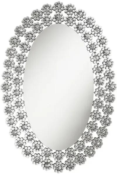 Colleen Oval Wall Mirror with Faux Crystal Blossoms