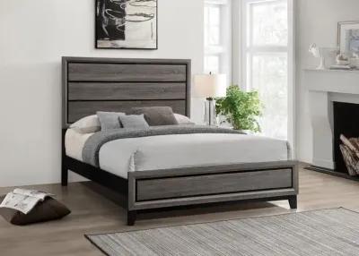 Watson California King Panel Bed Grey Oak and Black