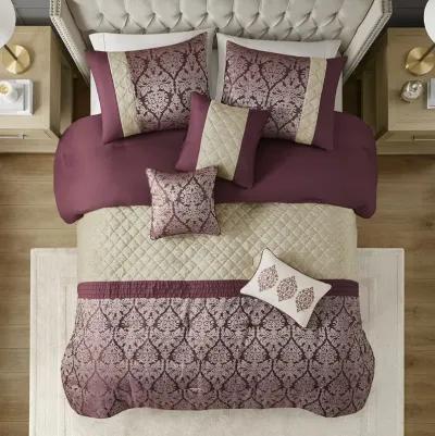 6 Piece Jacquard Comforter Set with Throw Pillows