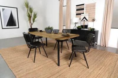 Maverick Rectangular Tapered Legs Dining Table Natural Mango and Black