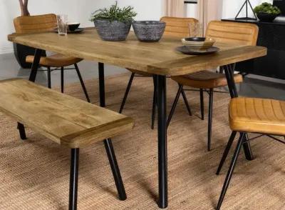 Maverick Rectangular Tapered Legs Dining Table Natural Mango and Black