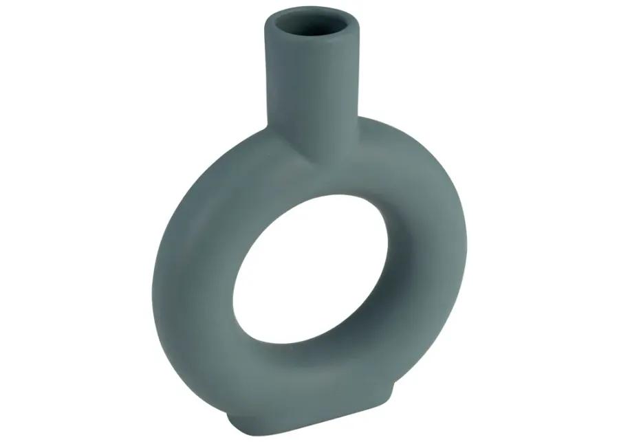 Cer, 9" Round Cut-out Vase, Deep Teal