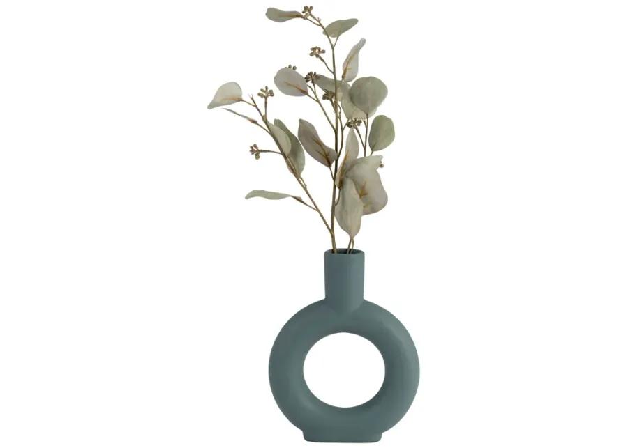 Cer, 9" Round Cut-out Vase, Deep Teal