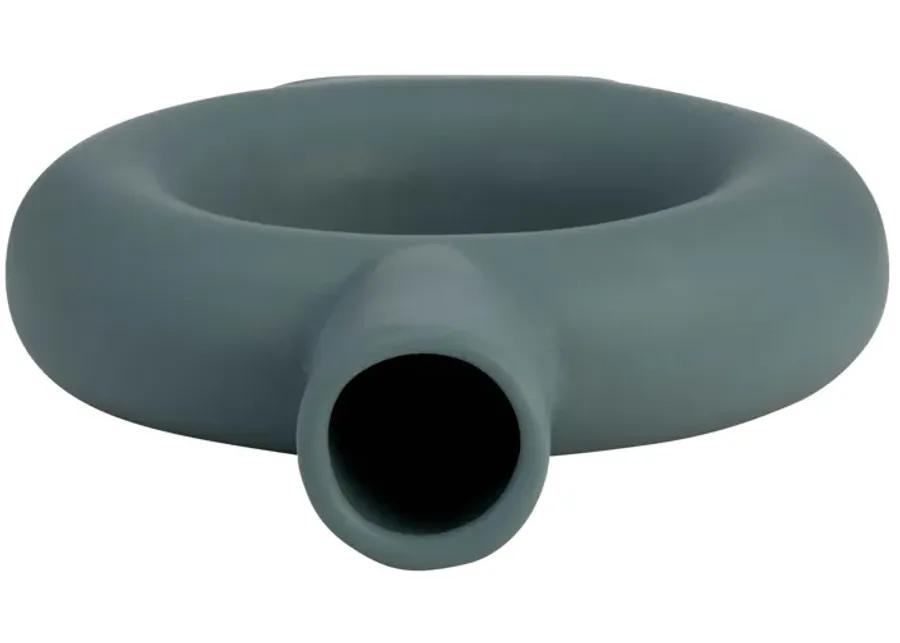 Cer, 9" Round Cut-out Vase, Deep Teal