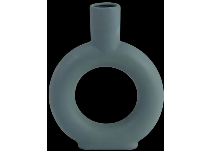 Cer, 9" Round Cut-out Vase, Deep Teal