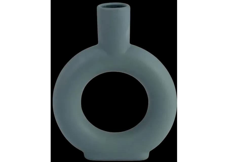 Cer, 9" Round Cut-out Vase, Deep Teal