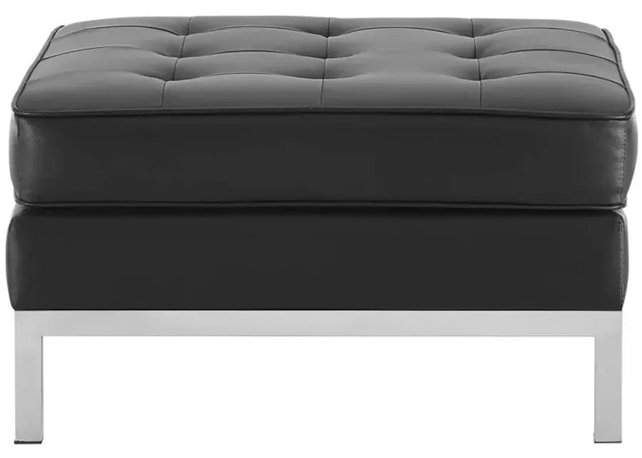 Loft Tufted Upholstered Faux Leather Ottoman