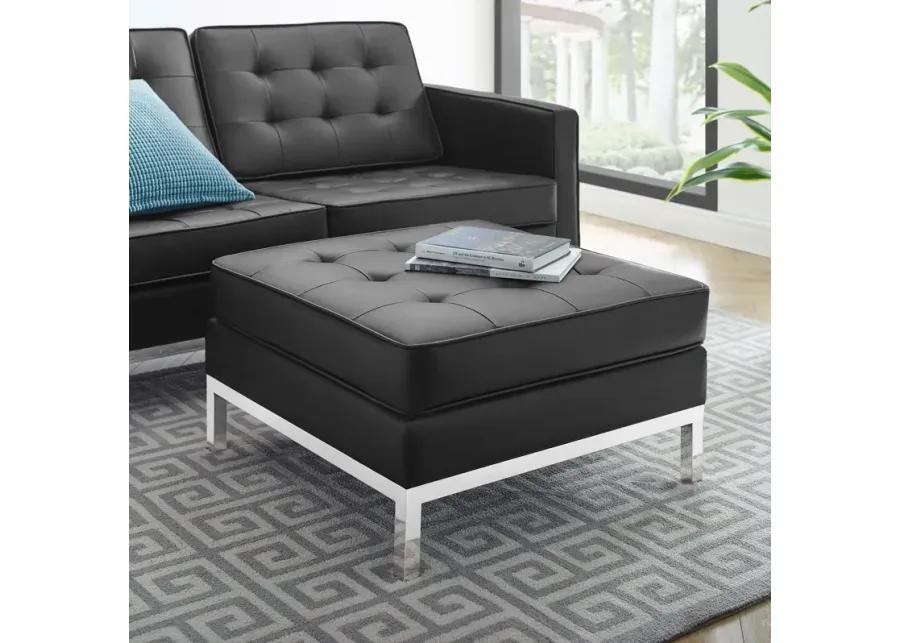 Loft Tufted Upholstered Faux Leather Ottoman