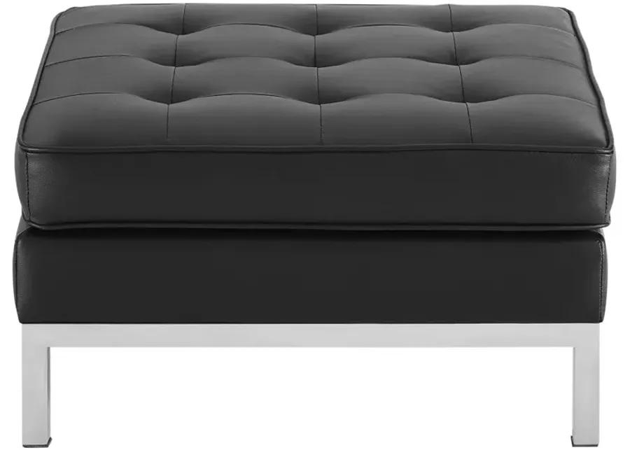 Loft Tufted Upholstered Faux Leather Ottoman