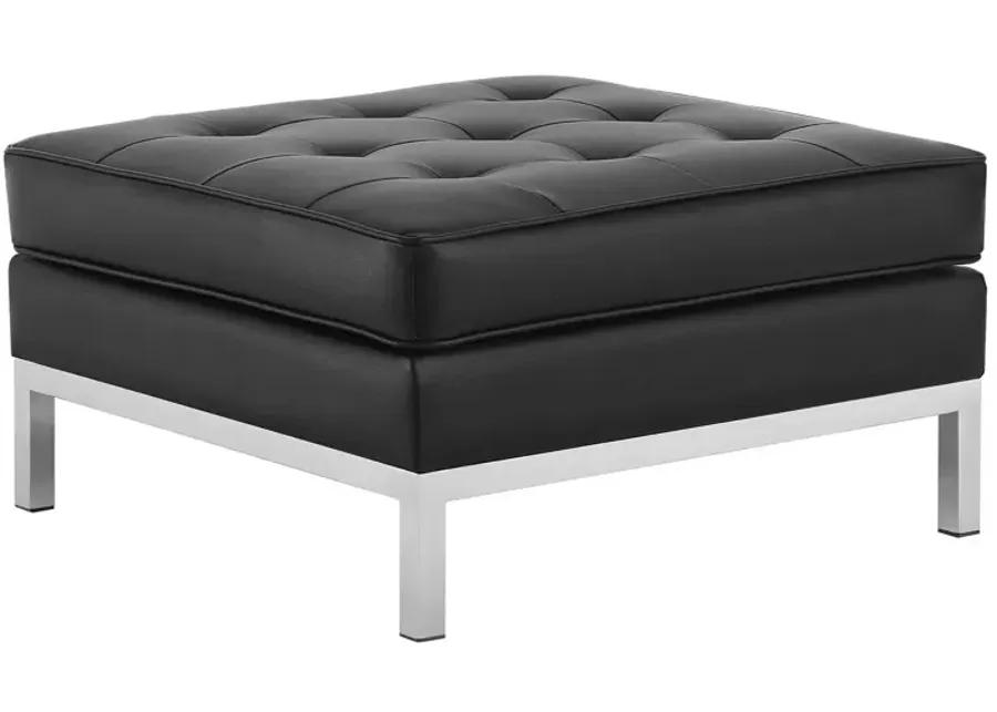 Loft Tufted Upholstered Faux Leather Ottoman