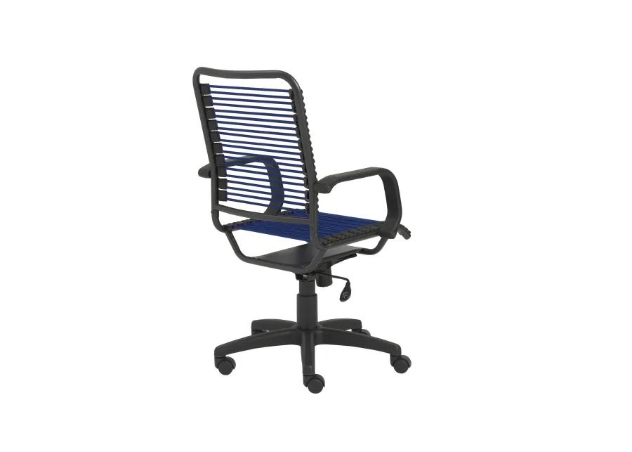 Bradley High Back Bungie Office Chair in Blue with Graphite Frame and Black Base