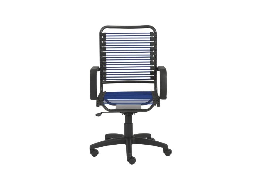 Bradley High Back Bungie Office Chair in Blue with Graphite Frame and Black Base