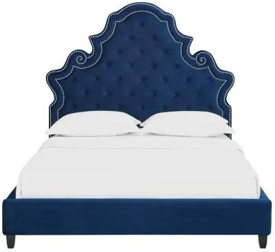 Valentina Queen Tufted Nailhead Performance Velvet Platform Bed