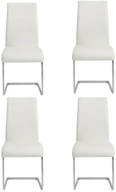 Epifania Dining Chair in White with Chrome Legs - Set of 4