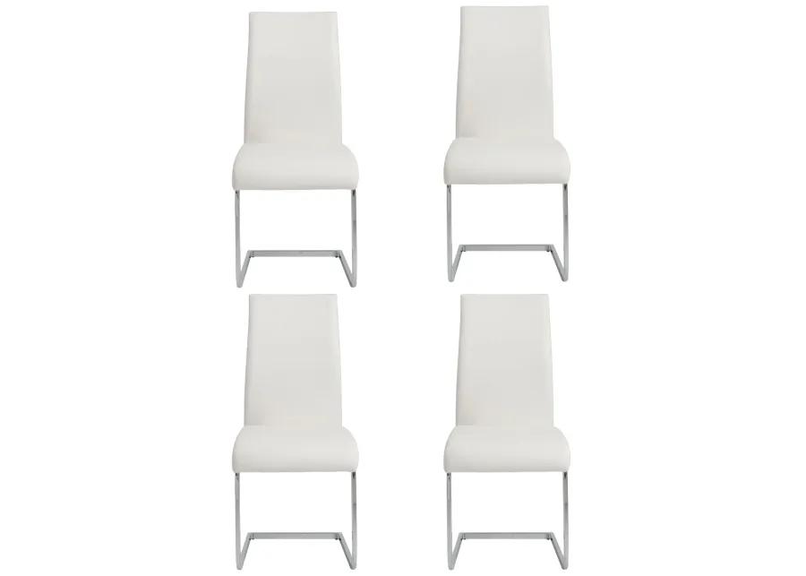 Epifania Dining Chair in White with Chrome Legs - Set of 4