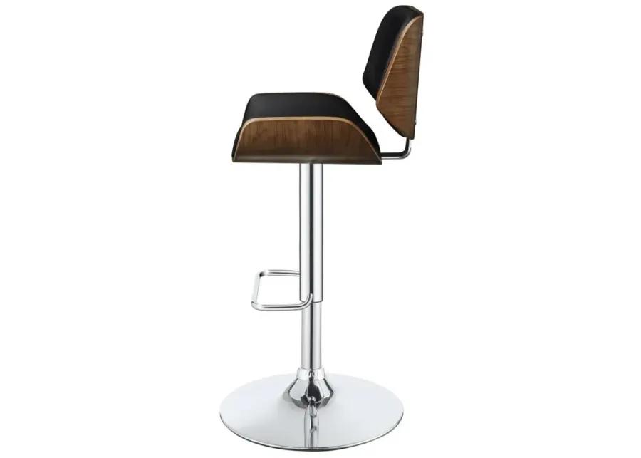 Folsom Upholstered Adjustable Bar Stool Black and Chrome