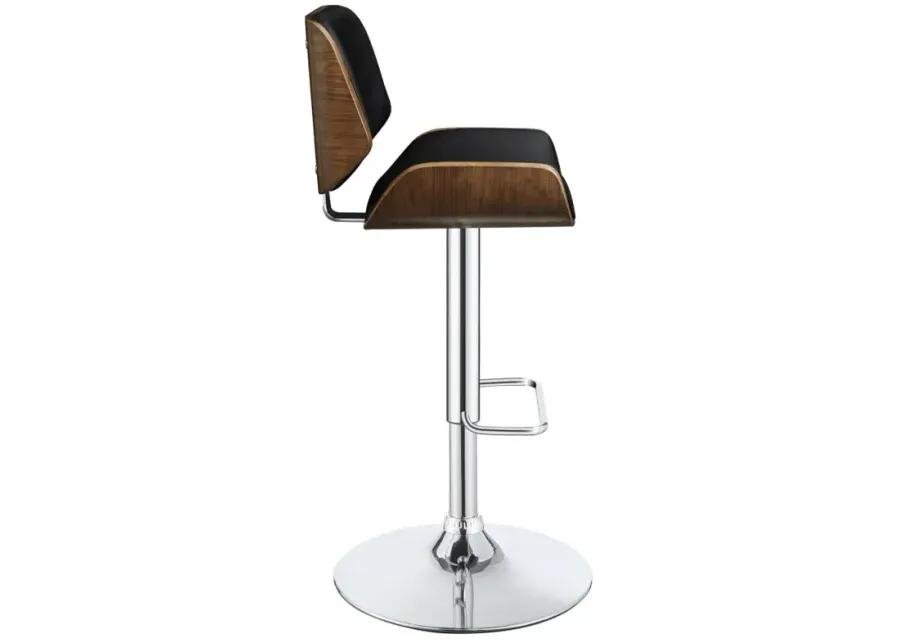 Folsom Upholstered Adjustable Bar Stool Black and Chrome