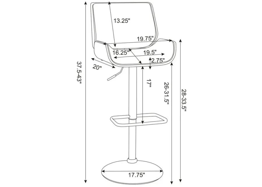 Folsom Upholstered Adjustable Bar Stool Black and Chrome