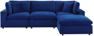 Commix Down Filled Overstuffed Performance Velvet 4-Piece Sectional Sofa