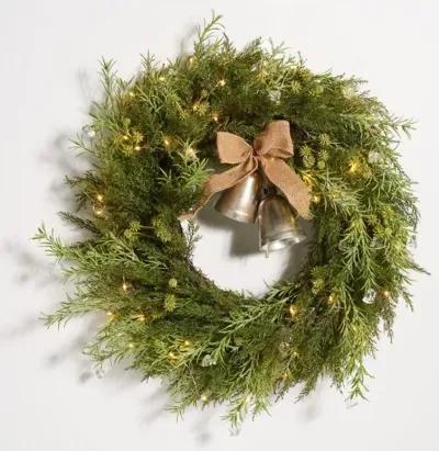 FAUX 22" PINE LED WREATH