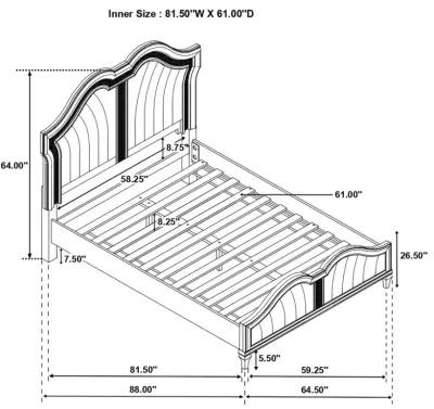 Evangeline Tufted Upholstered Platform Queen Bed Ivory and Silver Oak