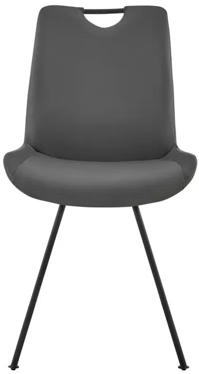 Coronado Contemporary Dining Chair in Gray Powder Coated Finish and Gray Faux Leather - Set of 2