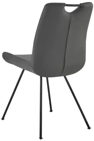 Coronado Contemporary Dining Chair in Gray Powder Coated Finish and Gray Faux Leather - Set of 2