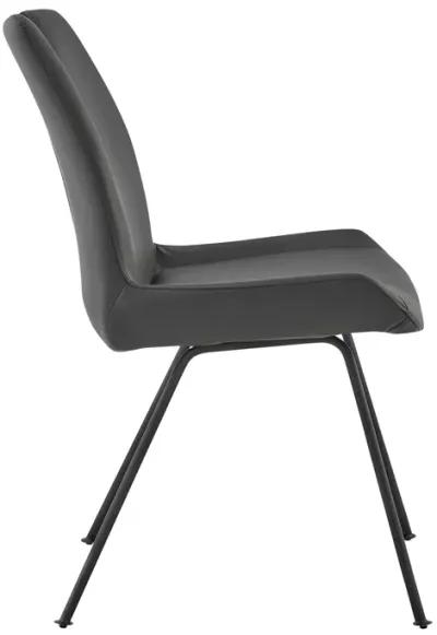 Coronado Contemporary Dining Chair in Gray Powder Coated Finish and Gray Faux Leather - Set of 2