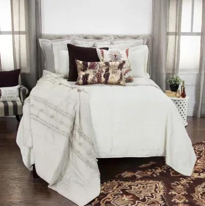 Camilla Matelasse King Solid Texture Ivory  Quilt