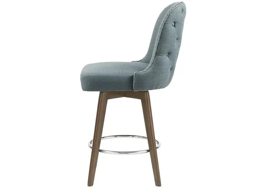 Madison Park Kobe Blue Counter Stool with Swivel Seat