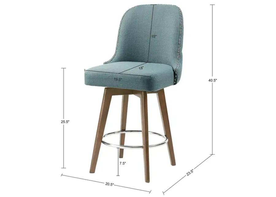 Madison Park Kobe Blue Counter Stool with Swivel Seat